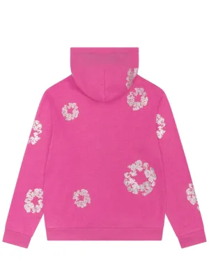 Cashmere Swarovski Cotton Wreath Zip Hoodie Pink